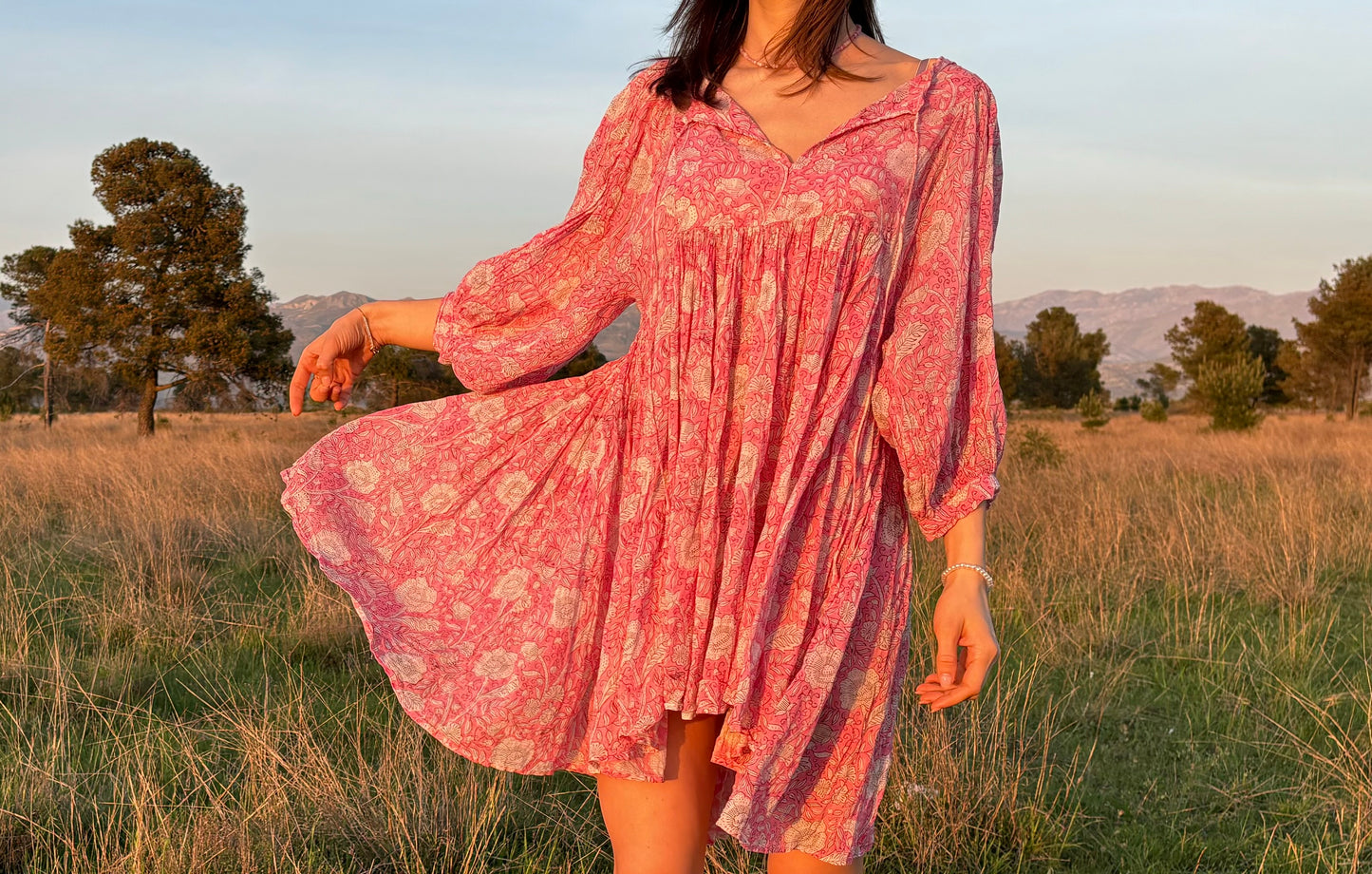 Robe courte rose poudré