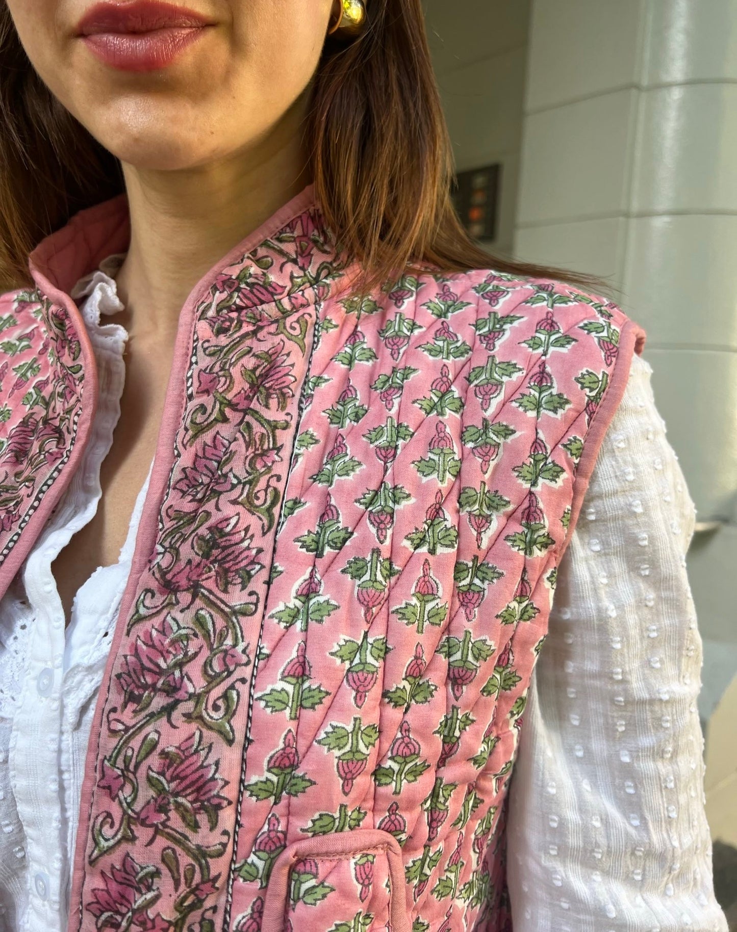 Veste matelassée sans
manches fleurs de cerisier