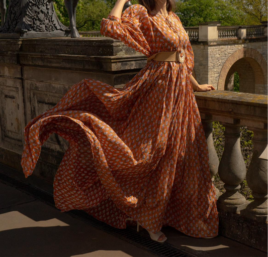 Robe très longue terre de sienne