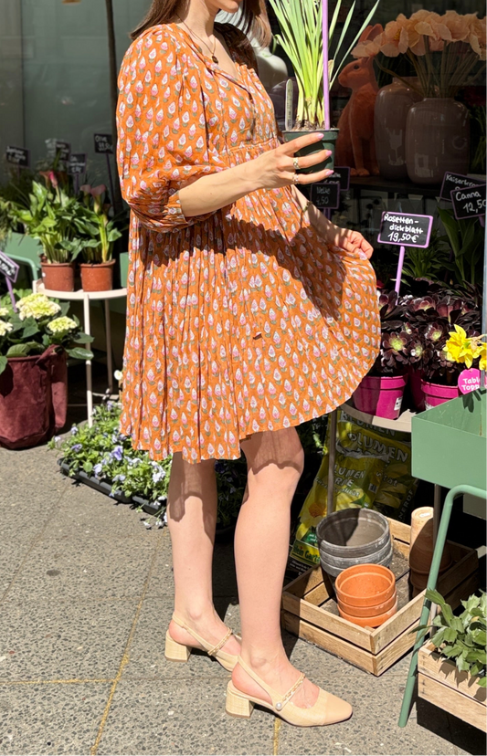Robe courte pour enfants terre de sienne